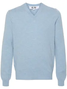 Шерстяной джемпер с логотипом Comme Des Garçons Play, синий