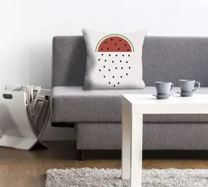 Декоративная подушка Queence "Элина", с арбузом, чехол без наполнителя, 1 шт 40х40 см, красный