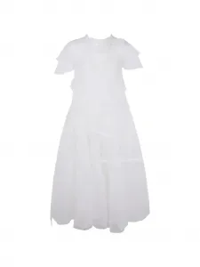 Платье из шелка с оборками Simone Rocha, белый