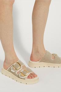 Сандалии Lodge на плоской подошве из искусственной овчины Dune London, бежевый