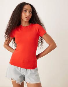 Футболка ASOS DESIGN бесшовная, с круглым вырезом, бесшовная, ярко-красного цвета