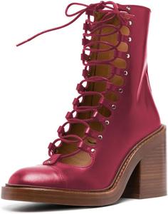 Женские ботинки Zszszsu с ремешками, боевые, с круглым носком, средней высоты на массивном каблуке, шнуровкой и боковой молнией, ботильоны, модные повседневные обувь, размеры 4-16 US, Deep Pink