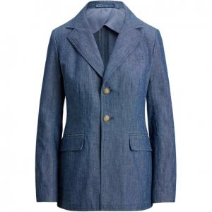 Однобортный блейзер из шамбре Polo Ralph Lauren, темно синий