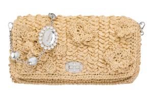 Miu Miu Женская сумка через плечо из рафии, бежевого цвета