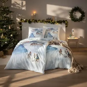 Постельное белье Cuddly из фланели, Mountain Lake, серебро, 155x200 см + 80x80 см Estella