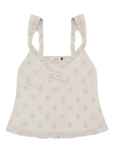 Велюровый топ с монограммой и оборками Misbhv, бежевый