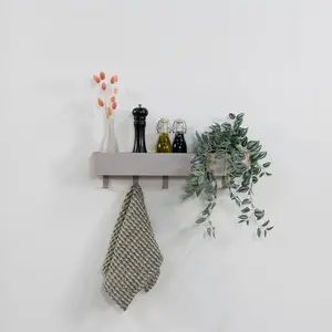 Крючок Spinder Design «Multi 5», (1 шт.), настенная полка 2-в-1 + вешалка для одежды, цвет Silky Taupe