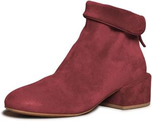 Женские ботильоны Miss Left для повседневной носки, для девушек, на низком массивном каблуке, с круглым закрытым носком, с задней молнией, дизайн с отворотом, удобная обувь, размеры US 4-16, Wine Red