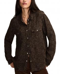 Женская блузка в западном стиле с принтом и пуговицами Lucky Brand, Black Multi