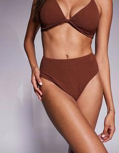 Трусики-бикини с высокой талией, коричневые, с присборенным лифом Ivory Rose Lingerie