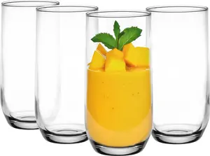 Набор из 4 стаканов GLASMARK объемом 400 мл (макс. 420 мл) для лонг-дринков, прозрачные стаканы для сока и коктейлей, стаканы для сока, стаканы для воды - Высокое качество - Glasmark KROSNO 1992