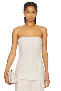 Льняной топ-туника без бретелек Grlfrnd, цвет natural linen