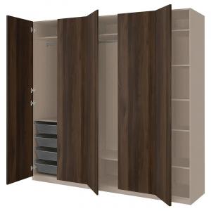 Гардероб PAX/STORKLINTA IKEA, 250x60x236 см, цвет grey-beige/dark brown stained oak effect
