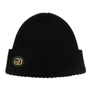 Шерстяная кашемировая шапка с двойной буквой G Gucci, черный