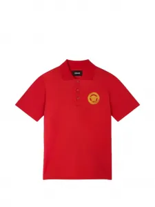 Поло с принтом Медузы Versace Kids, красный