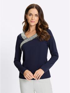 Рубашка с длинными рукавами темно-синего цвета Heine