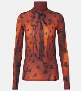 Топ с высоким воротником trompe-l'œil Acne Studios, Rust Brown