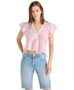 Женская блузка Leyla с V-образным вырезом и рукавами-воланами Steve Madden, Pink Lemonade