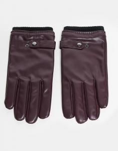 Элегантные перчатки из искусственной кожи ASOS DESIGN бордового цвета