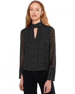 Женская блузка Vince Camuto Mock Neck Front Keyhole Long Bell Sleeve, Rich Black