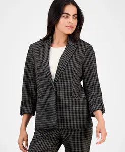 Миниатюрный блейзер на одной пуговице с воротником-стойкой AK Anne Klein, черный