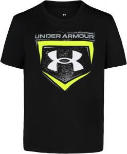 Детская футболка Under Armour с коротким рукавом и круглым вырезом, легкая и дышащая., Black Homeplate