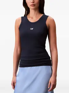 Рифленый топ-майка с логотипом CK Calvin Klein, синий