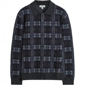 COS Мужская поло Navy Blue Plaid