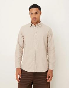 Рубашка свободного кроя из отборного 100% хлопка с начесом Selected кремового цвета