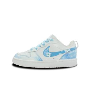 Nike Court Borough Low 2 амортизирующие и дышащие низкие кроссовки для скейтбординга Blue детские