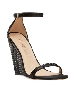 Босоножки Quartiers на танкетке с кристаллами Swarovski Stuart Weitzman, черный