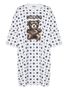 Мини-платье с принтом "Тедди" Moschino, белый