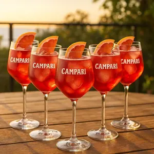 Бокалы для вина Campari - набор из 6 шт. | Оригинальные бокалы Campari для аперитива | Премиальные бокалы для коктейлей и спритца для летних напитков Mixcompany