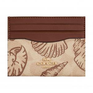 COACH Мини кардхолдер для женщин из покрытого холста, Sand