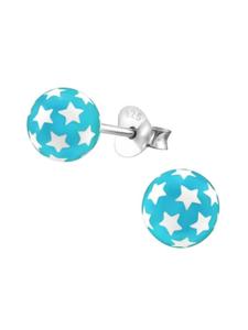 Alexander York Серьги-гвоздики BALL STARS с бирюзой из серебра 925 пробы, комплект из 2 штук