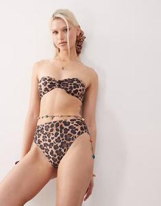 Плавки-бикини с высокой талией и леопардовым принтом Reclaimed Vintage