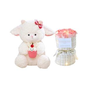 Плюшевая кукла Sweet Style Bowknot Cake Sheep высотой 22см/32см Tak Bebe, Cake Lamb+Litchi Pink Bouquet