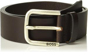 BOSS мужской гладкий кожаный ремень с гравированной пряжкой Casual, Hickory Brown
