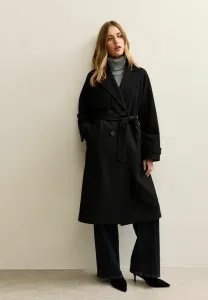 Двубортный тренчкот с начесом New Look, Black