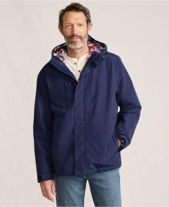 Куртка Squall 3 в 1 с высоким ворсом, больших размеров Lands' End, Navy/navy/bourbon plaid
