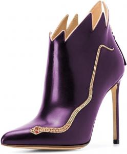 Женские модные ботильоны FSJ, туфли на высоком каблуке-шпильке, сексуальные, с камнями, закрытый заостренный носок, ботильоны со стразами, на молнии, размер 4-15 US, Purple