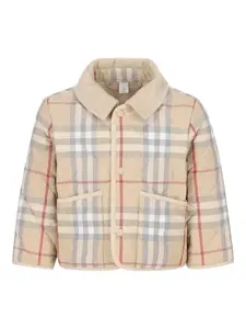 Стеганая куртка в клетку BURBERRY KIDS, нейтральный