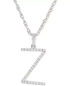 Ожерелье с бриллиантом (1/10 карата) в форме инициала из 10-каратного белого золота, 16 дюймов + 2 дюйма удлинителя Macy'S, z