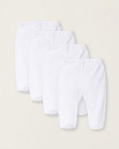 Набор из 4 белых леггинсов для девочек из 100% хлопка Zippy, белый