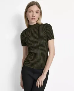 Женский свитер с воротником-стойкой и отделкой в ​​рубчик DKNY, зеленый