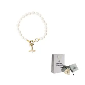 Кулон-шар на браслете Vivienne Westwood, белый/золотой