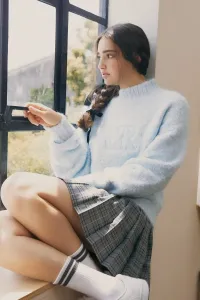 Трикотажный топ из искусственной кожи с логотипом Rienda, цвет Blu