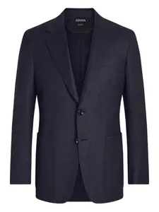 Шерстяной однобортный пиджак Zegna, синий