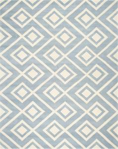 Ковер ручной работы SAFAVIEH, 244 x 305 см, Chatham Collection Blue/Ivory CHT742B в стиле мид-сенчури с геометрическим узором из премиальной шерсти
