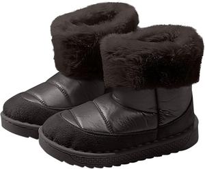 Детские милые зимние ботинки для девочек с пушистой подкладкой, теплые толстые ботильоны для активного отдыха на улице, короткие термоботинки Generic, Black